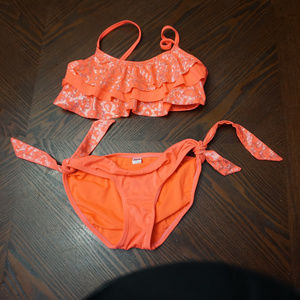 Neon orange kids bathing suit (size 10)
